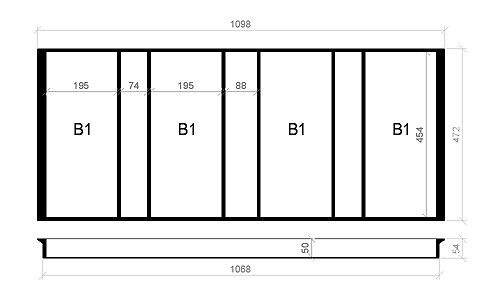 Mehrzweckeinsatz NUSSBAUM 120er Schubl. B 1098 x T 472 mm passend für Hettich ComfortLine 19 mm Schubladen