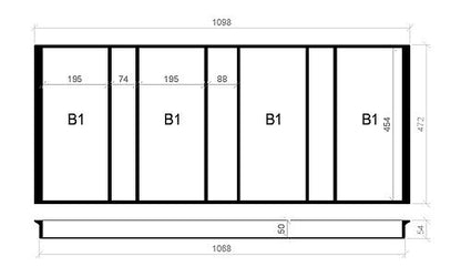 Mehrzweckeinsatz NUSSBAUM 120er Schubl. B 1098 x T 472 mm passend für Hettich ComfortLine 19 mm Schubladen