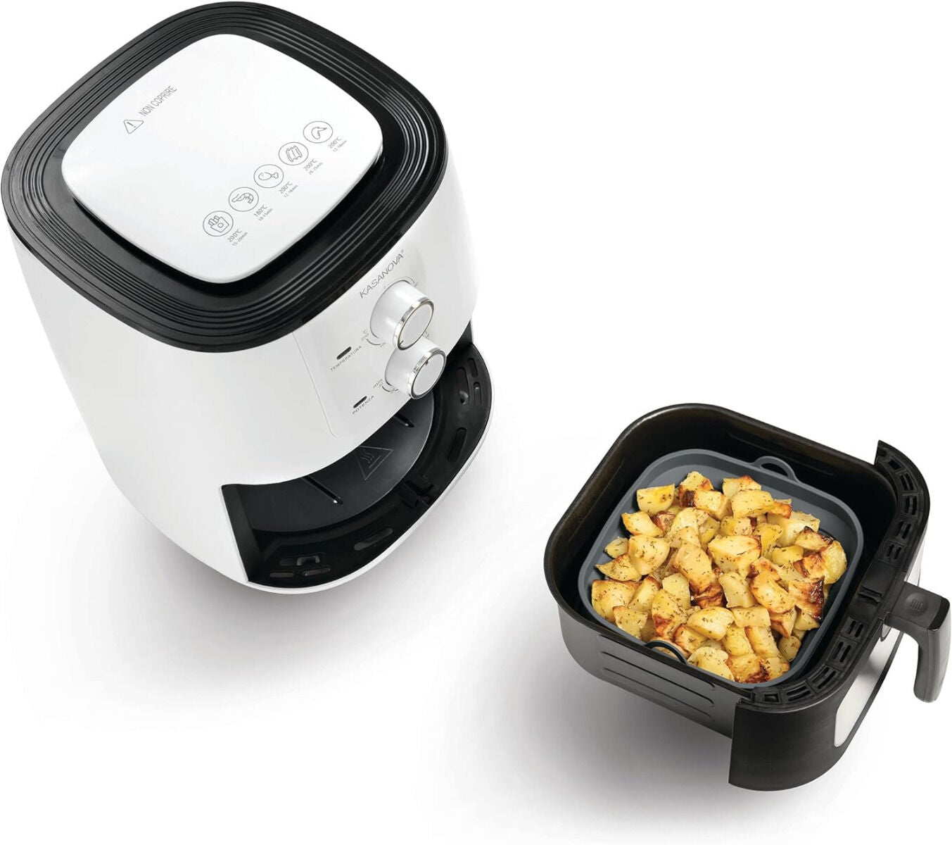 METALTEX 222193000 Faltbarer Silikonkorb für Airfryer 21,5 x 21,5 cm, geeignet für Heißluftfritteuse, Mikrowelle und Ofen