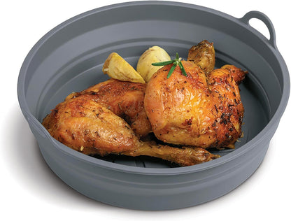 METALTEX 222194000 Faltbarer Silikonkorb für Airfryer Ø 20 cm, geeignet für Heißluftfritteuse, Mikrowelle und Ofen