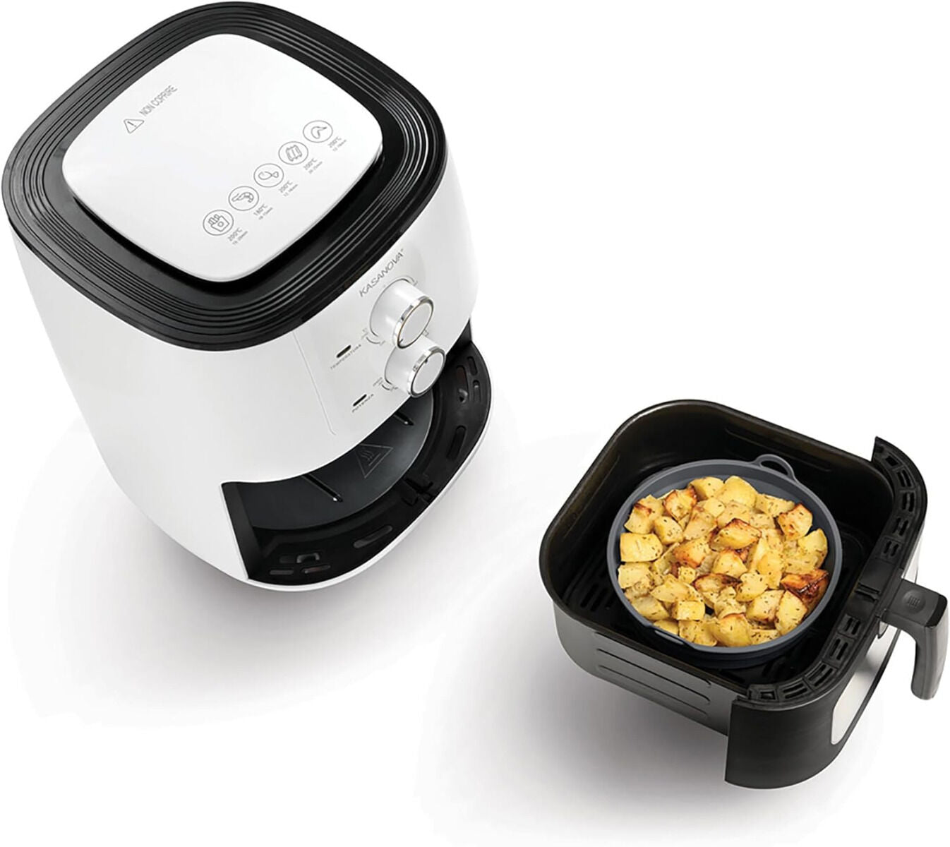 METALTEX 222194000 Faltbarer Silikonkorb für Airfryer Ø 20 cm, geeignet für Heißluftfritteuse, Mikrowelle und Ofen