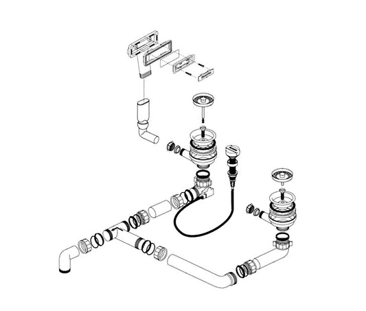 BLANCO Ablaufgarnitur 224710 mit Ablauffernbedienung und c-overflow / Drehexcenter