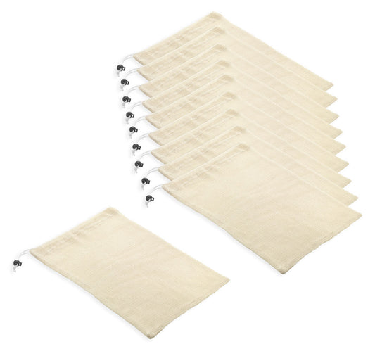 10er SET METALTEX 235118000 Obst- und Gemüsenetz 43 x 30 cm, Baumwolle / Aufbewahrungsbeutel