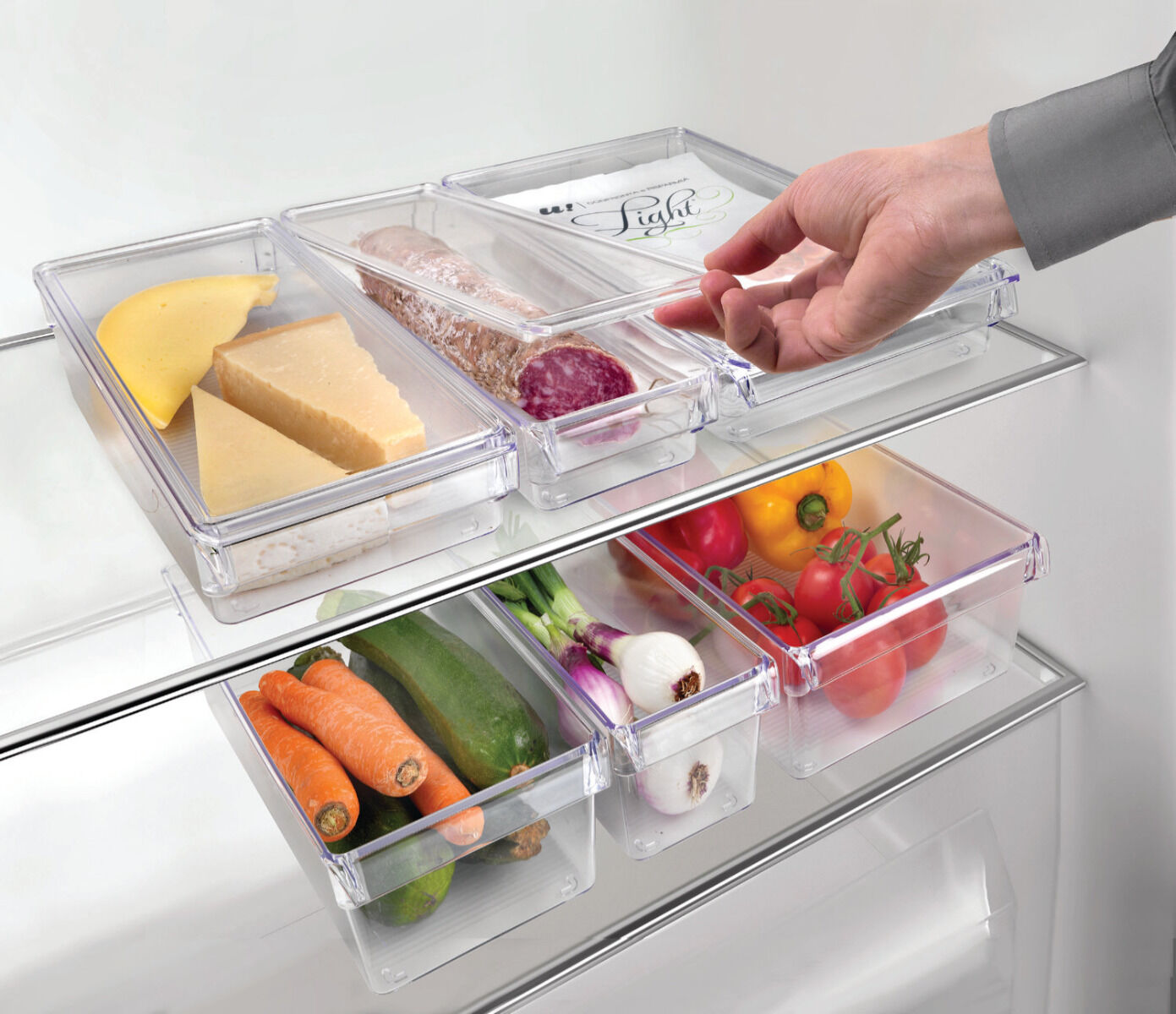 METALTEX 235416000 Frigo Organizer groß mit Deckel 21 x 37 x 5 cm stapelbar / Kühlschrank-Organisation