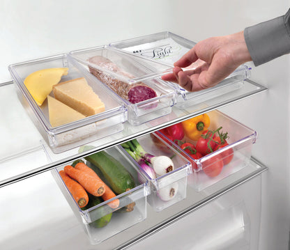 METALTEX 235416000 Frigo Organizer groß mit Deckel 21 x 37 x 5 cm stapelbar / Kühlschrank-Organisation