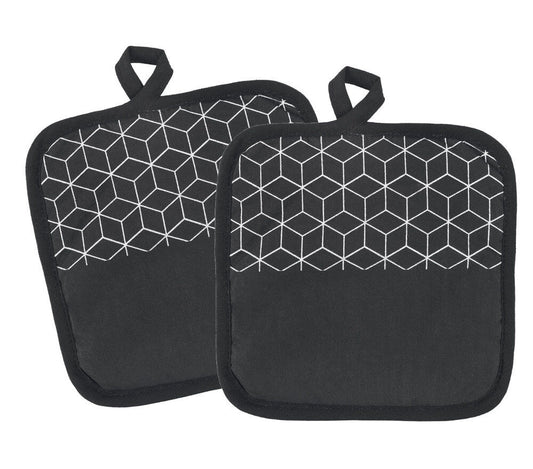 METALTEX 239501001 Topflappen 2er Set schwarz mit trendigem Dekor