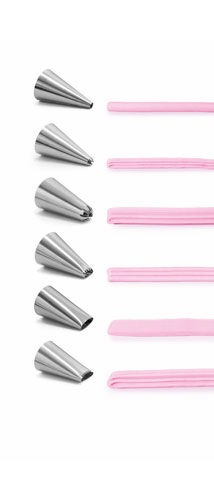 Metaltex 252407000 Spritzbeutel mit 6 Inox Tüllen