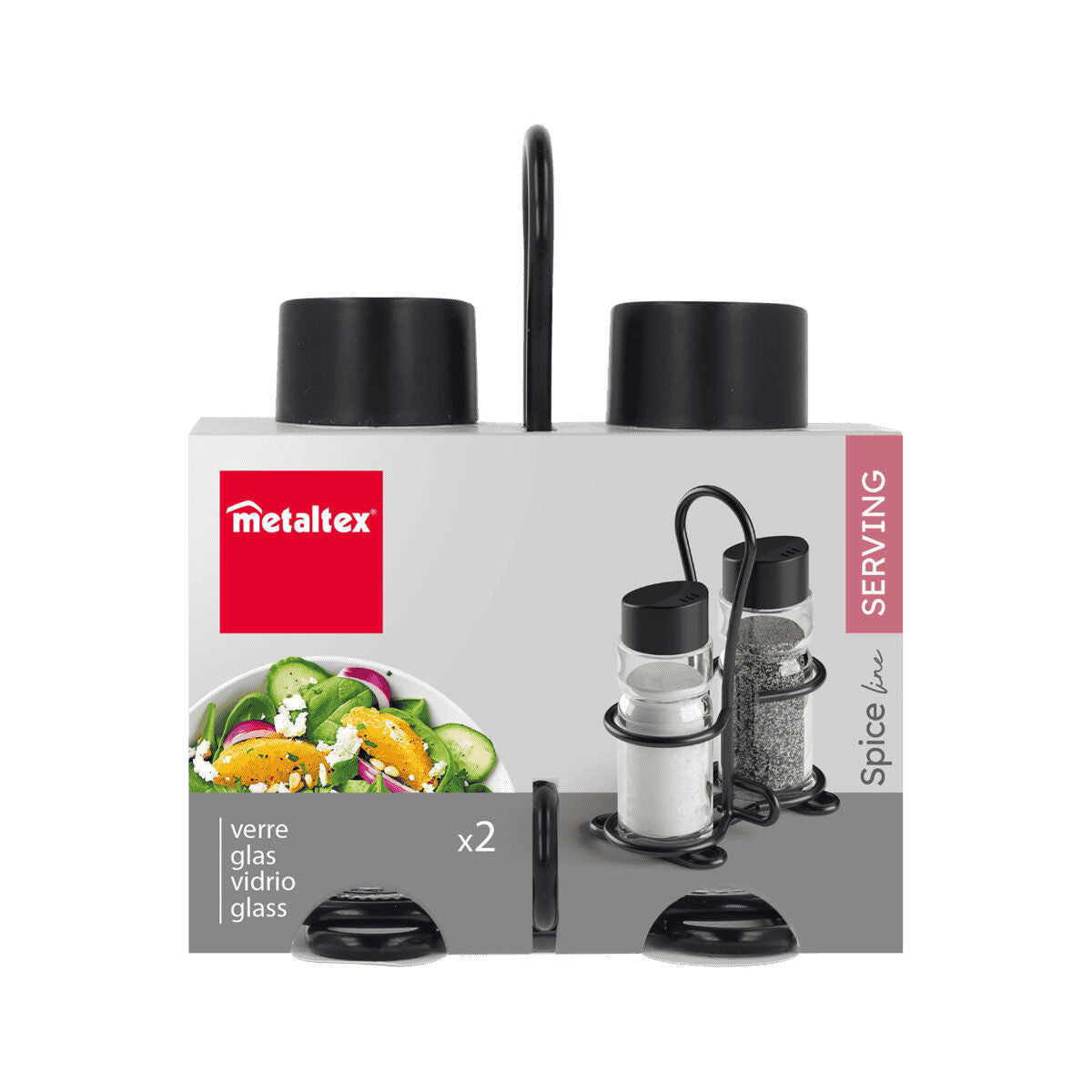 Metaltex 252871000 Salz- und Pfeffer Menage 3tlg. / spice line
