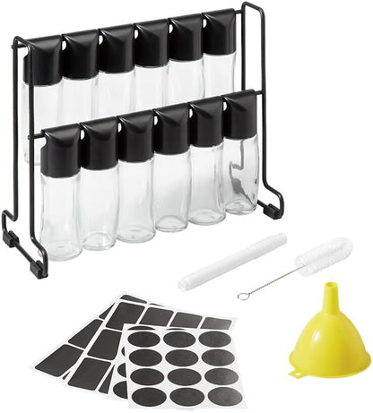 METALTEX 252897000 Gewürzgläser Set - 12 Gläser mit Deckel, Ständer und Zubehör