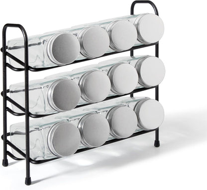 METALTEX 252898000 Gewürzgläser Set - 12 Gläser mit Aluminiumdeckeln, Ständer und Zubehör