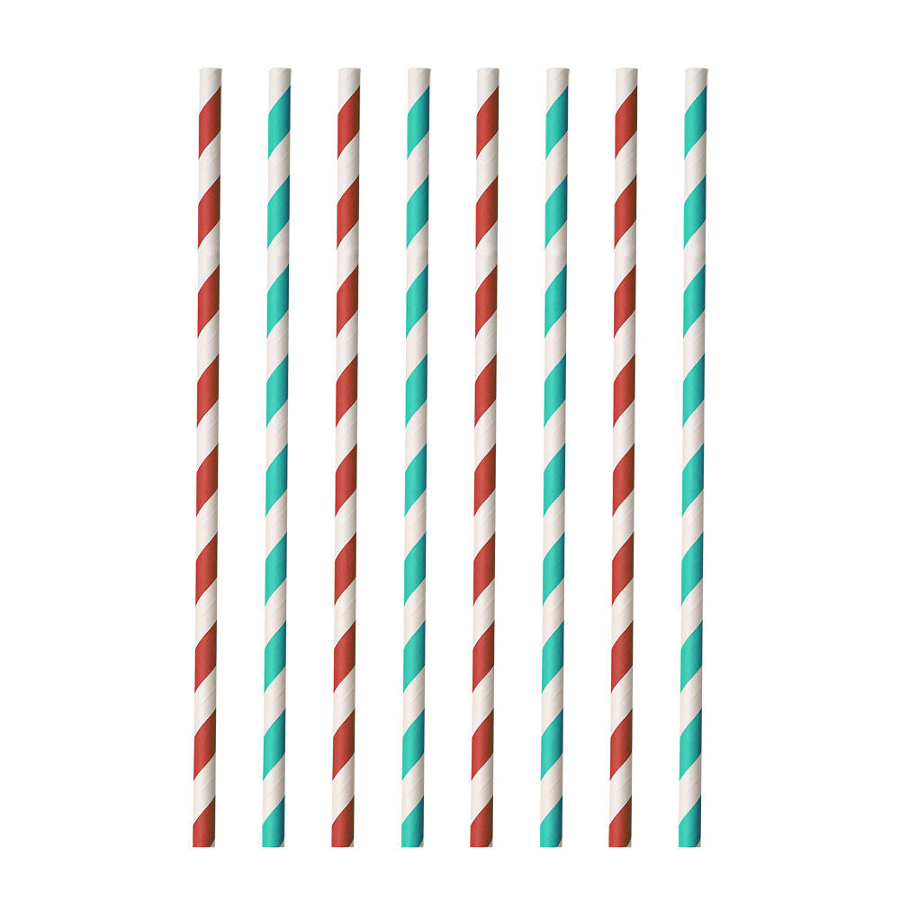 Metaltex 253132000 Trinkhalme aus Papier 40 Stück rot/aquamarin