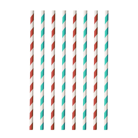 Metaltex 253132000 Trinkhalme aus Papier 40 Stück rot/aquamarin
