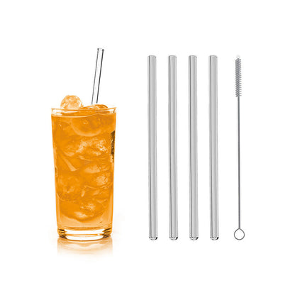 Metaltex 253185000 Trinkhalme gerade aus Glas, 4 Stk. mit Reinigungsbürste / Strohhalme