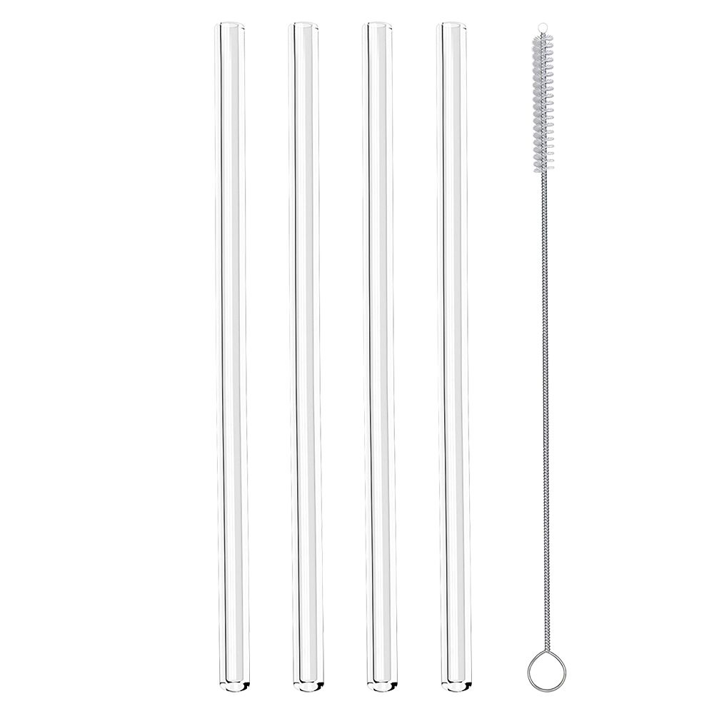 Metaltex 253185000 Trinkhalme gerade aus Glas, 4 Stk. mit Reinigungsbürste / Strohhalme