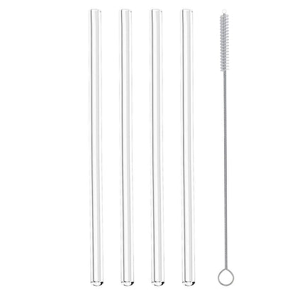 Metaltex 253185000 Trinkhalme gerade aus Glas, 4 Stk. mit Reinigungsbürste / Strohhalme