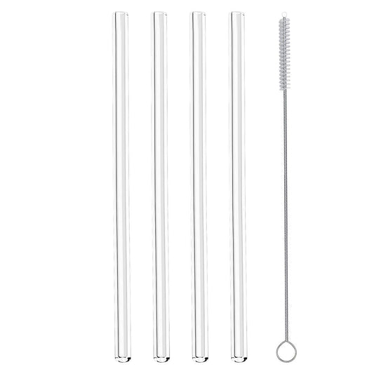 Metaltex 253185000 Trinkhalme gerade aus Glas, 4 Stk. mit Reinigungsbürste / Strohhalme