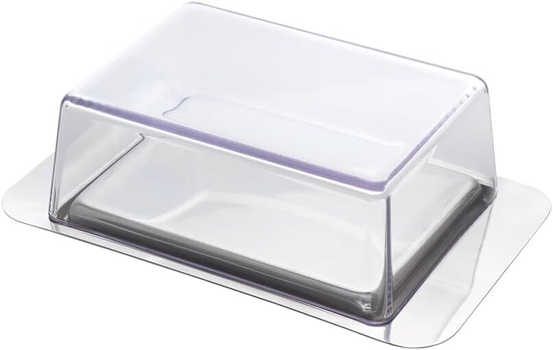 METALTEX 253305000 Butterdose für 250 g Butter, 16 x 10 x 4,6 cm, Inox, Deckel transparent