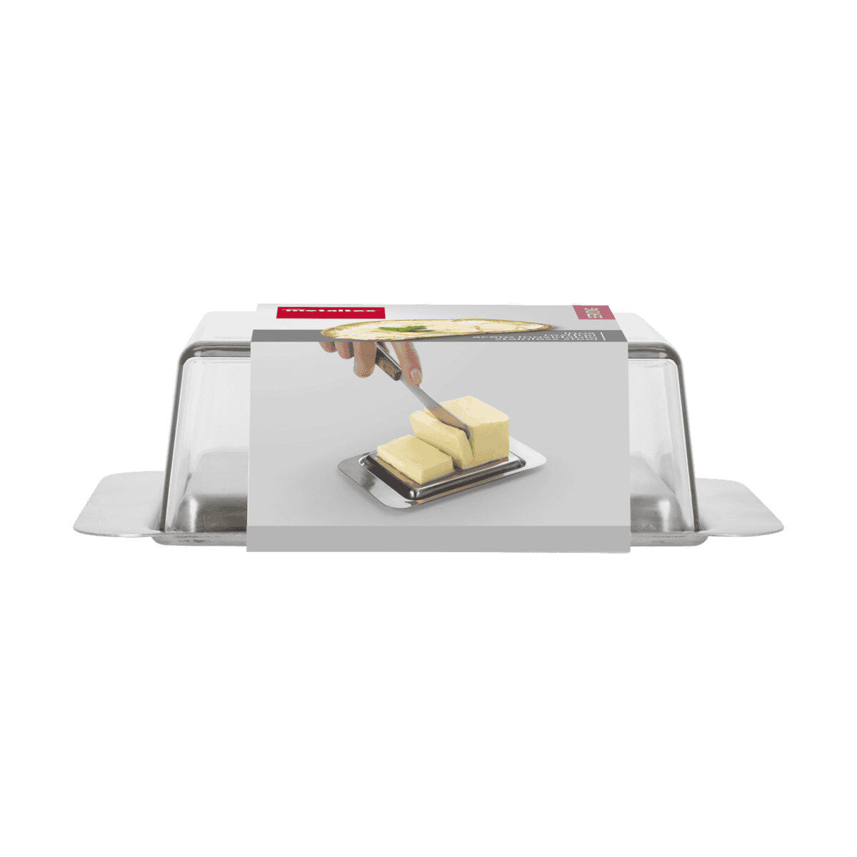 METALTEX 253305000 Butterdose für 250 g Butter, 16 x 10 x 4,6 cm, Inox, Deckel transparent