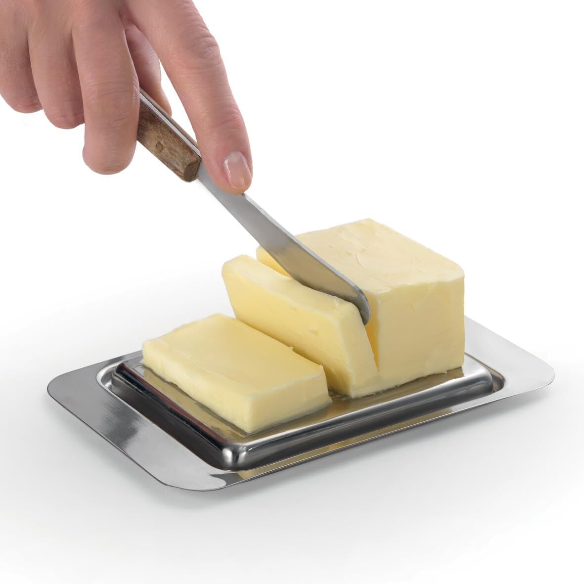 METALTEX 253305000 Butterdose für 250 g Butter, 16 x 10 x 4,6 cm, Inox, Deckel transparent