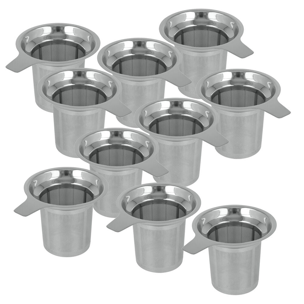 10er SET METALTEX 253835 Tee-Sieb groß mit Griff, Inox, Teesieb für Tassen und Teegläser