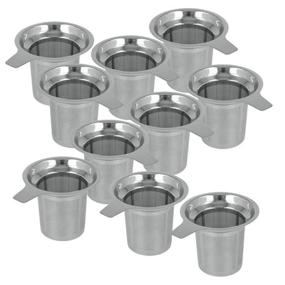 10er SET METALTEX 253835 Tee-Sieb groß mit Griff, Inox, Teesieb für Tassen und Teegläser