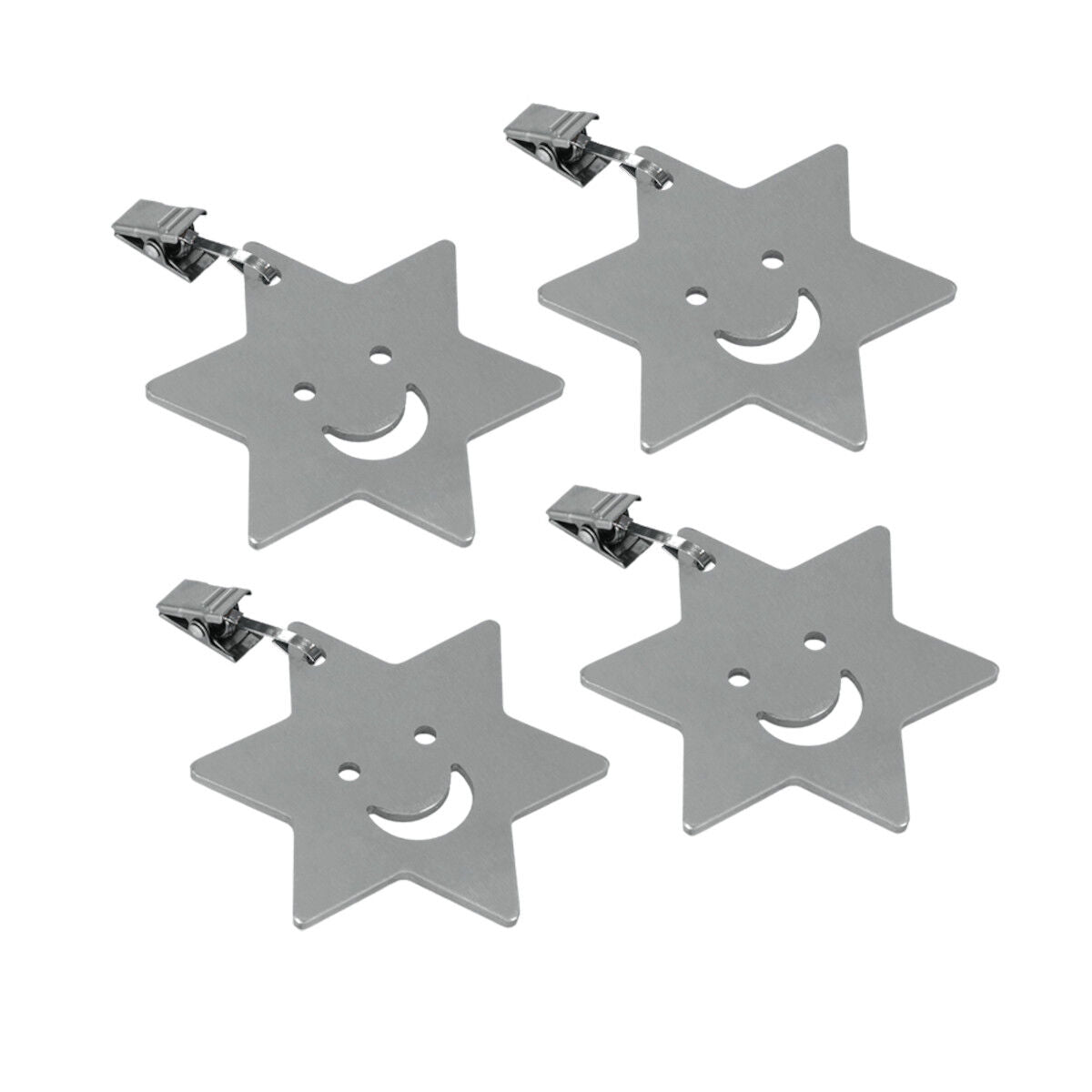 Metaltex 254511010 Tischtuchbommeln Stern oder Fisch 4er-Set, motivisch sortiert, silber