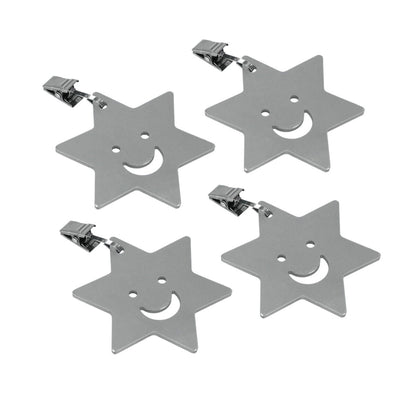 Metaltex 254511010 Tischtuchbommeln Stern oder Fisch 4er-Set, motivisch sortiert, silber