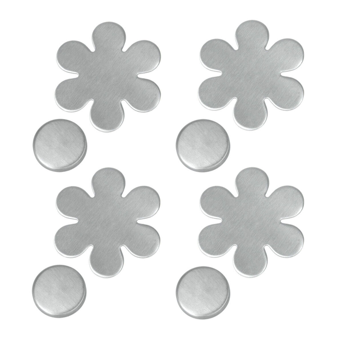 Metaltex 254518010 Tischtuch-Magnete Blatt oder Blüte 4er-Set, motivisch sortiert, silber