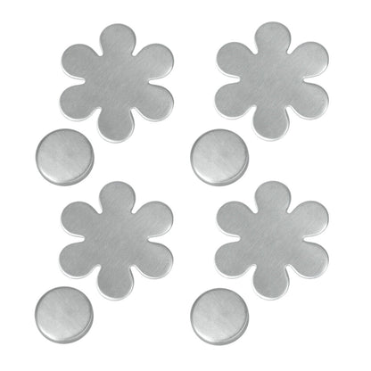 Metaltex 254518010 Tischtuch-Magnete Blatt oder Blüte 4er-Set, motivisch sortiert, silber