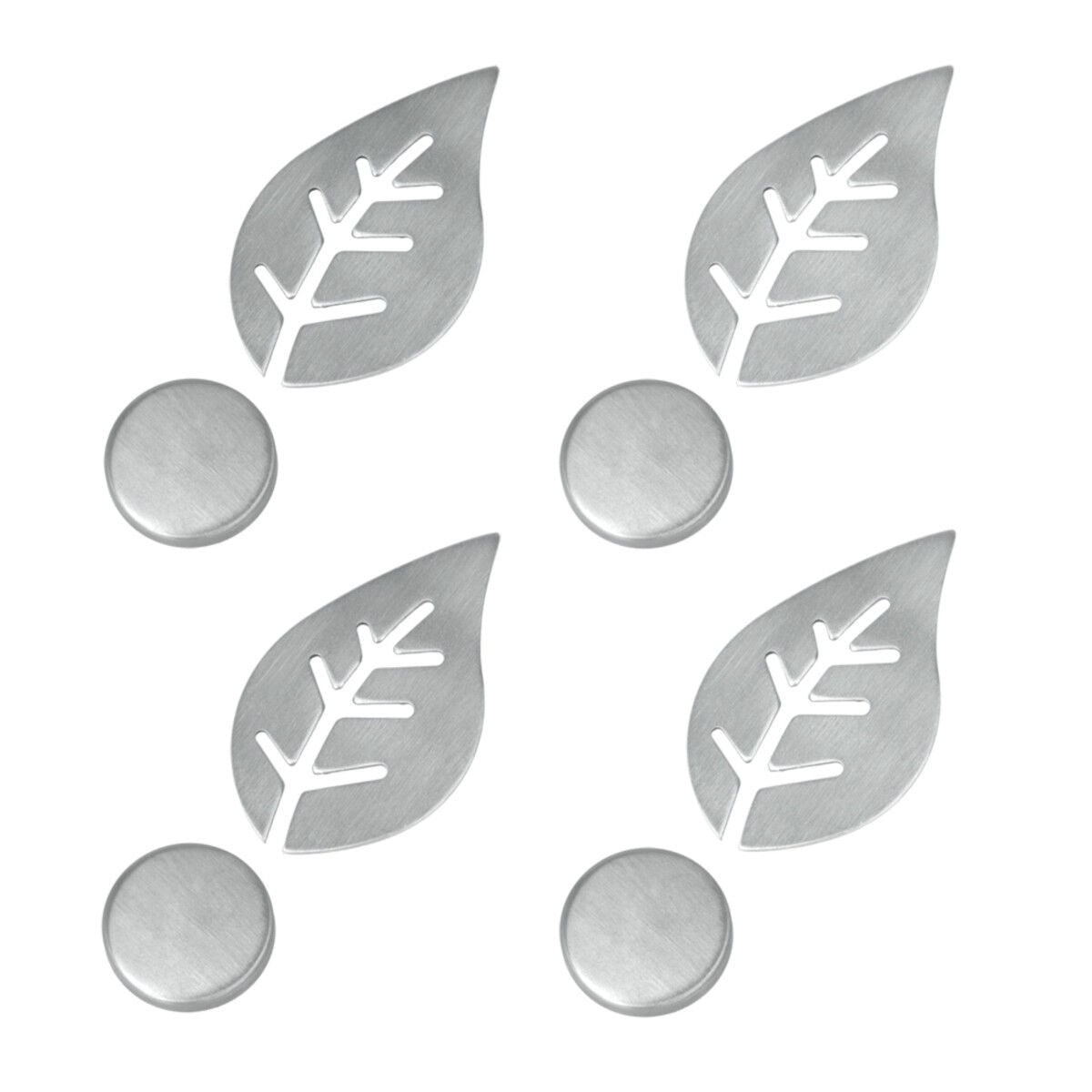 Metaltex 254518010 Tischtuch-Magnete Blatt oder Blüte 4er-Set, motivisch sortiert, silber