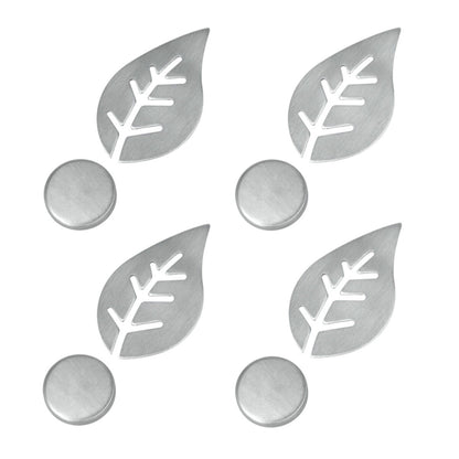 Metaltex 254518010 Tischtuch-Magnete Blatt oder Blüte 4er-Set, motivisch sortiert, silber