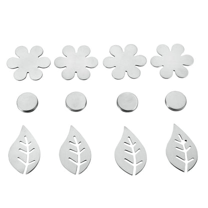 Metaltex 254518010 Tischtuch-Magnete Blatt oder Blüte 4er-Set, motivisch sortiert, silber