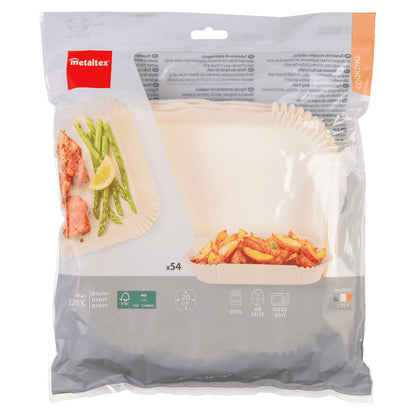 METALTEX 257727000 Airfryer Backpapier/Papiereinsatz 20 x 20 cm, quadratisch, 54 Stück, für Heißluftfritteuse, Ofen und Mikrowelle geeignet
