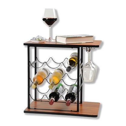 KESPER 27830 Weinregal 9 Flaschen braun/schwarz Holz/Metall
