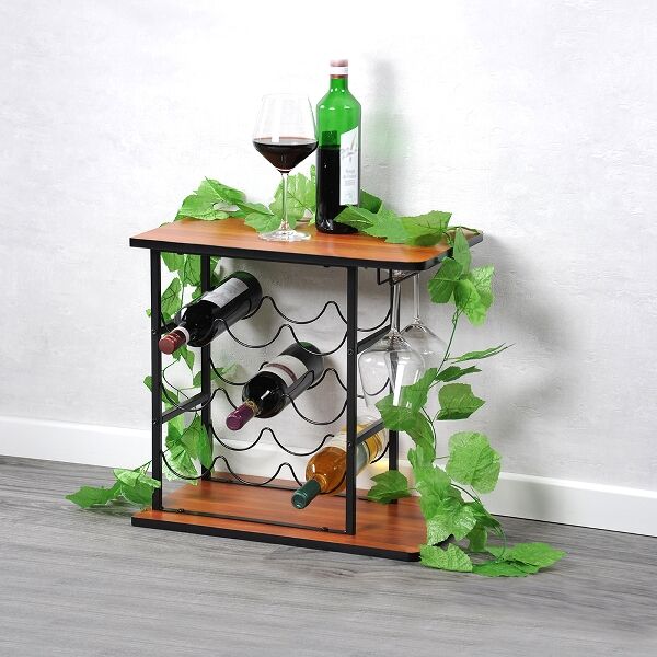 KESPER 27830 Weinregal 9 Flaschen braun/schwarz Holz/Metall