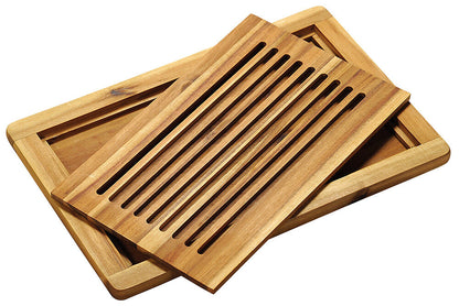 KESPER 28105 Brot-Schneidebrett mit abnehmbarem Schneiderost aus Akazienholz 47,5 x 32 x 2 cm