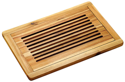 KESPER 28105 Brot-Schneidebrett mit abnehmbarem Schneiderost aus Akazienholz 47,5 x 32 x 2 cm