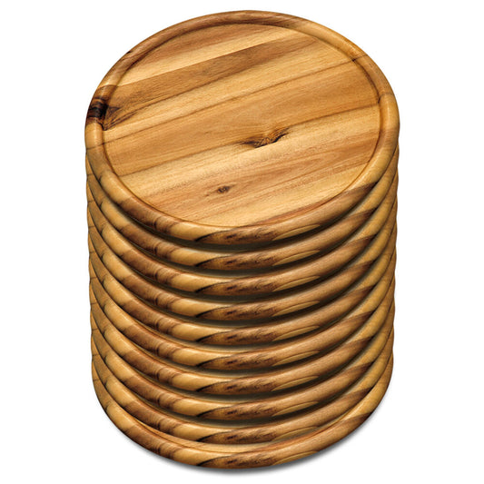 10er SET KESPER 28462 Pizzateller 32 cm aus FSC-zertifiziertem Akazienholz / Holzteller / Pizzaunterlage / Pizza-Holzteller / Holzgeschirr