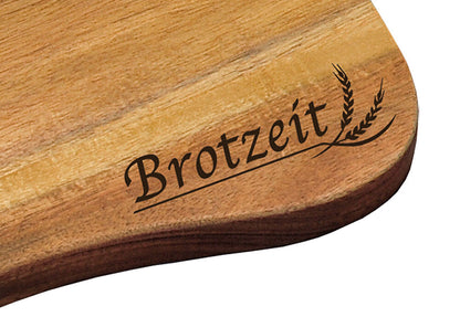 10er SET KESPER Schneid- u. Servierbrett aus Akazienholz mit Einbrand - Motiv Brotzeit / Vesperbrett / Brotzeitbrett