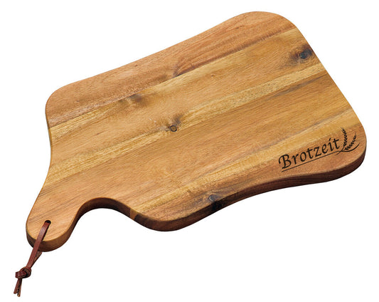 KESPER Schneid- u. Servierbrett aus Akazienholz mit Einbrand - Motiv Brotzeit / Vesperbrett / Brotzeitbrett