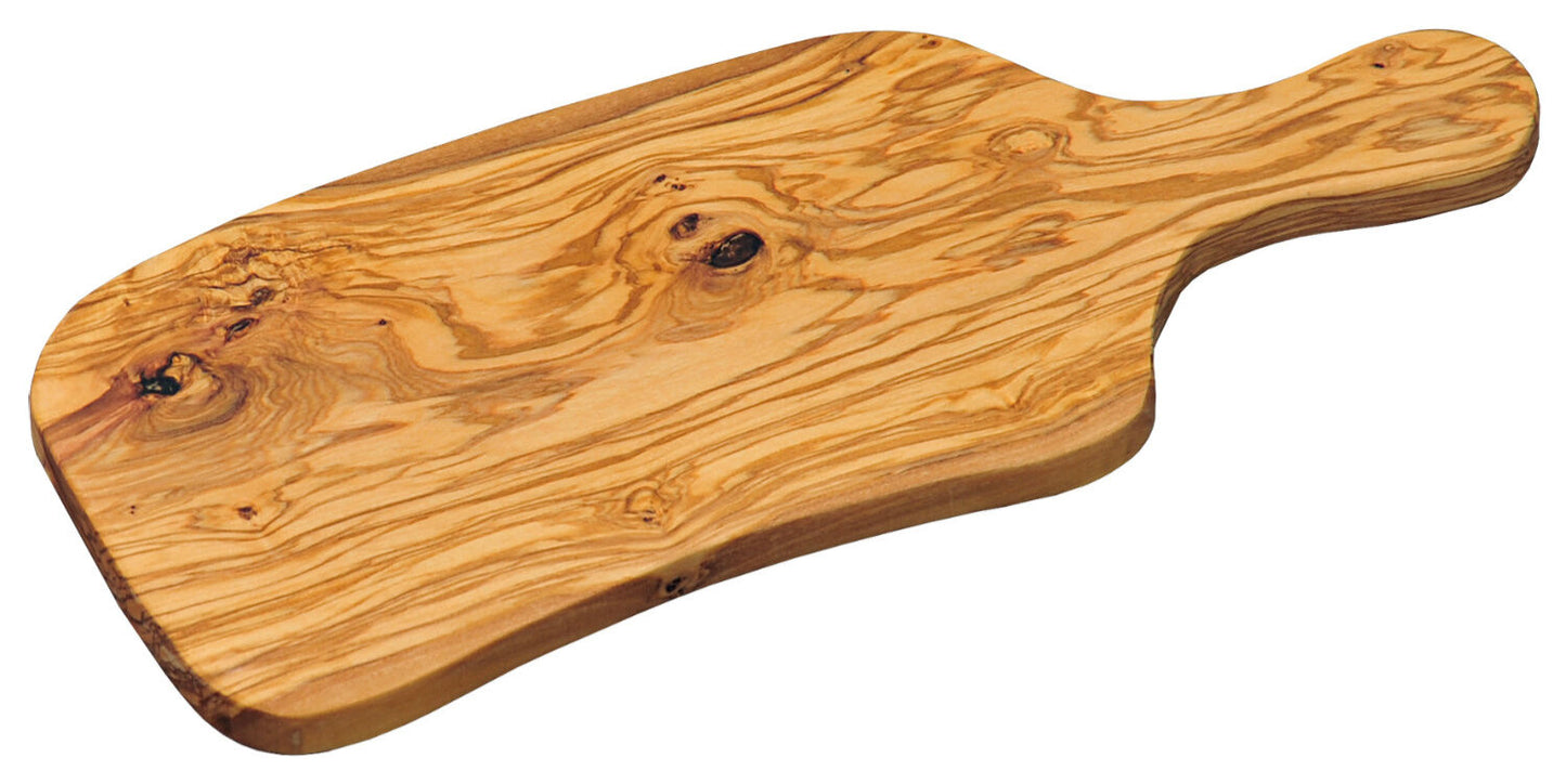 KESPER 2912060 Schneidebrett aus Olivenholz mit Griff, 39 x 16,5 x 1,6 cm / Schneidbrett / Servierbrett