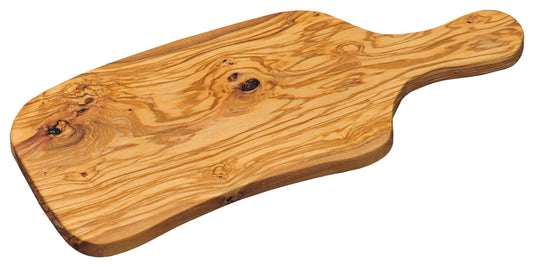 KESPER 2912060 Schneidebrett aus Olivenholz mit Griff, 39 x 16,5 x 1,6 cm / Schneidbrett / Servierbrett