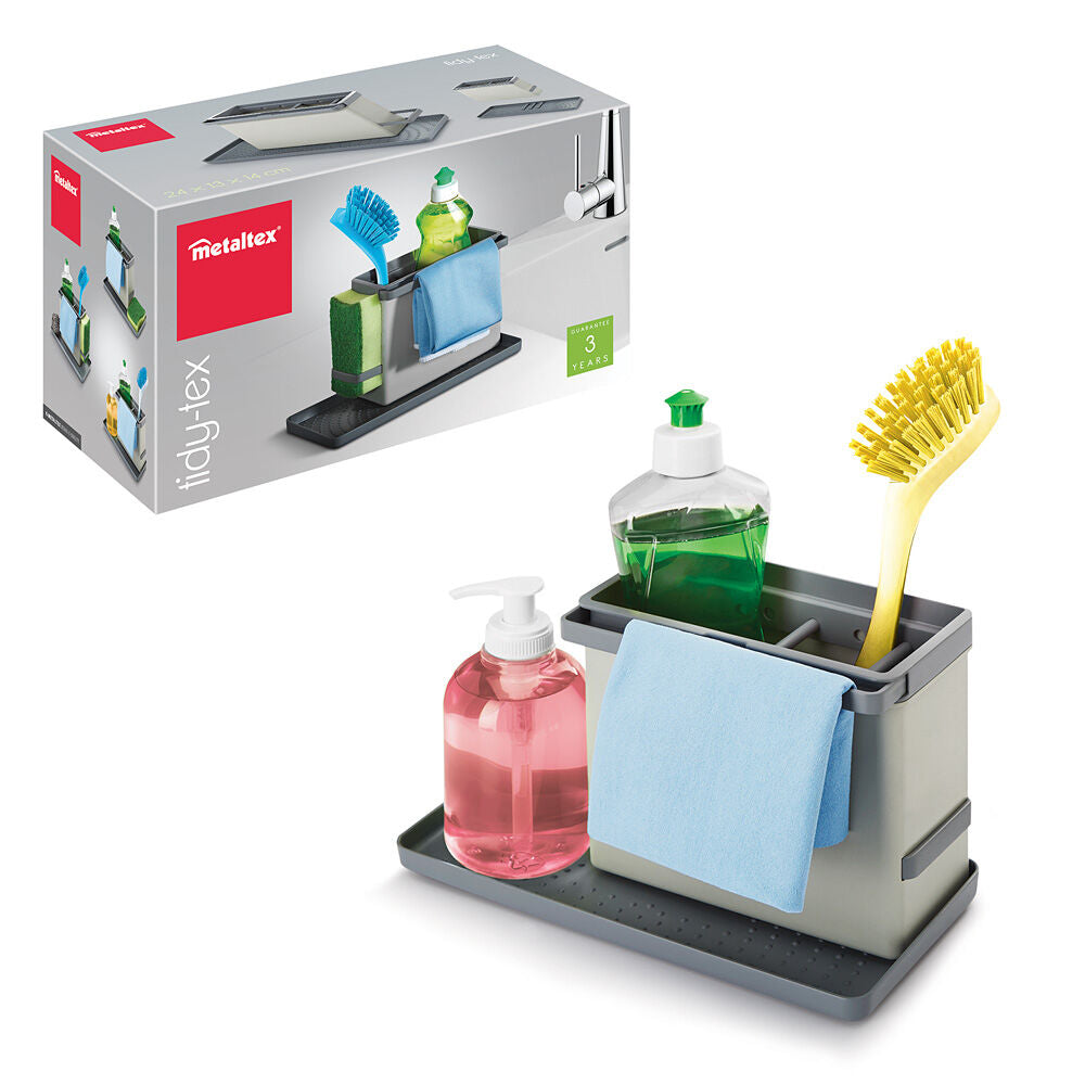 METALTEX TidyTex Spülbecken-Organizer grau 24 x 13 x 14 cm aus Kunststoff