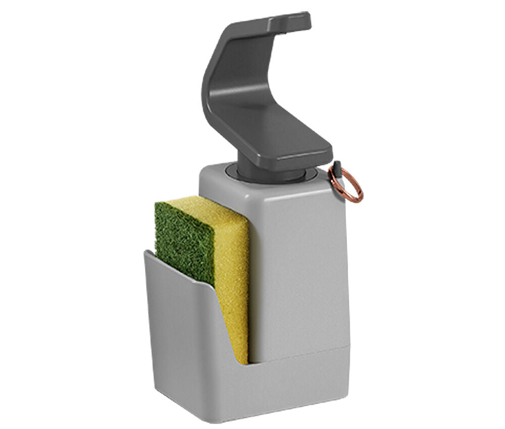 METALTEX Soap-Tex Seifenspender grau mit Schwamm- und Ringhalter / Dispenser / Seifen-Station