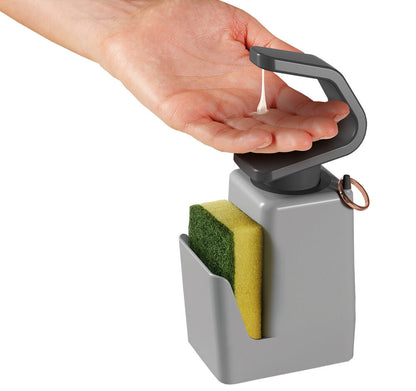 METALTEX Soap-Tex Seifenspender grau mit Schwamm- und Ringhalter / Dispenser / Seifen-Station