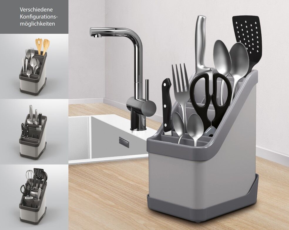 METALTEX 297533000 Keep-Tex Abtropfgestell aus Kunststoff, grau / Bestecksammler