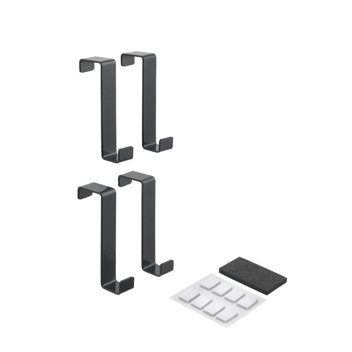 Metaltex 299752001 Türhaken 4er Set schwarz, für Türstärken 1,6 cm und 2,2 cm geeignet