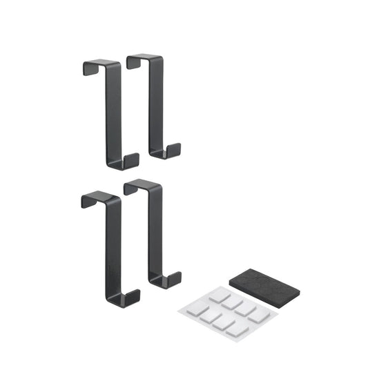 Metaltex 299752001 Türhaken 4er Set schwarz, für Türstärken 1,6 cm und 2,2 cm geeignet