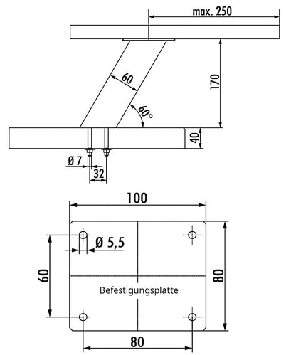 Konsole 60° KORFU 2 schräg edelstahlfarbig H 170 mm / Barkonsole – Bild 2