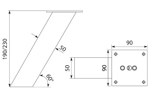 Barkonsole 60° KRETA 1 schräg / Tradur / Küchenkonsole / Thekenkonsole / Konsole / Vierkantkonsole – Bild 2